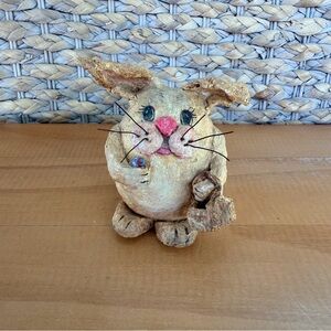 Hand Made Vintage Paper Mache Bunny Rabbit Signed By Artist Easter Spring